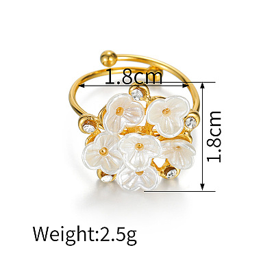 304 Stainless Steel & Rhinestone & Acrylic Cuff Open Rings WG9CA49-02-1