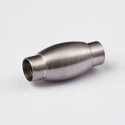 Smooth 304 Stainless Steel Barrel Magnetic Clasps with Glue-in Ends STAS-E089-34F-1