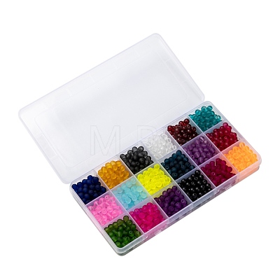 18 Colors Transparent Glass Beads FGLA-X0001-04A-6mm-1