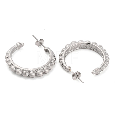 304 Stainless Steel Ring Stud Earrings EJEW-K259-09P-1