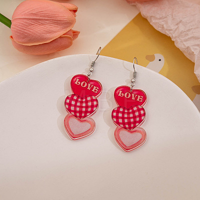 Valentine's Day Acrylic Dangle Earrings FS-WGA423C-02-1