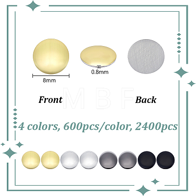 2400Pcs 4 Colors Aluminum Hotfix Iron On Studs DIY-NB0015-89-1