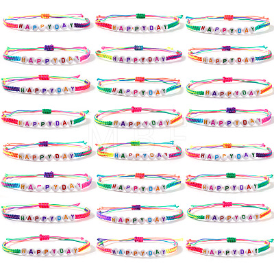 24Pcs Acrylic Beads Braided Bracelets SA1431-3-1