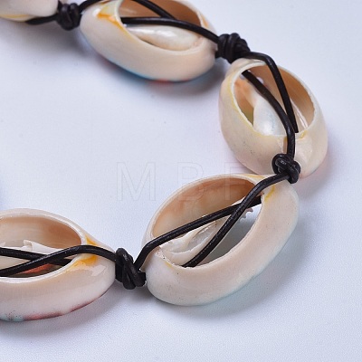Printed Cowrie Shell Bead Bracelets BJEW-JB04276-1