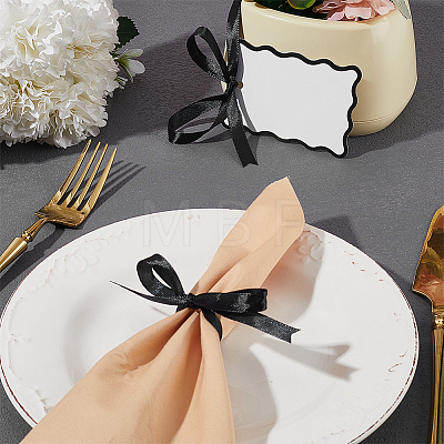 100Pcs Rectangle Paper Table Cards with 100Pcs Polyester Ribbons for Wedding Party Celebration Supplies OFST-WH0004-122A-1