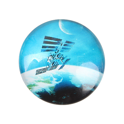 Starry Sky Printed Glass Half Round/Dome Cabochons GGLA-N004-25mm-D-1