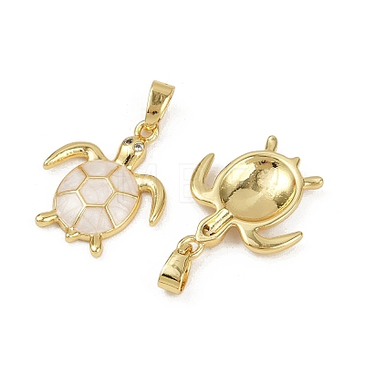 Brass Micro Pave Cubic Zirconia Pendants X-KK-C093-09G-01-1
