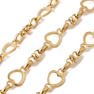 304 Stainless Steel Heart Link Chains CHS-K024-04G-1