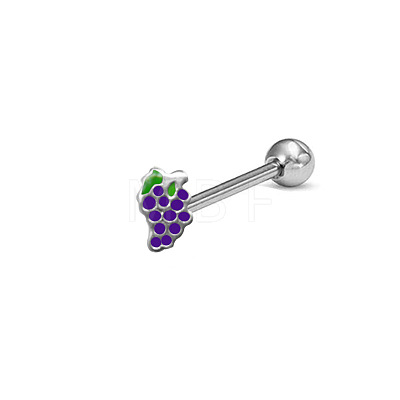 Grapes Stainless Steel Enamel Straight Barbell 15 Gauge Piercing Tongue Rings for Women Men WG3D6AB-05-1