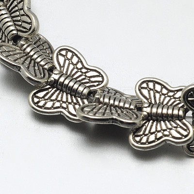 Tibetan Style Butterfly Alloy Bead Strands TIBEB-O007-07-RS-1