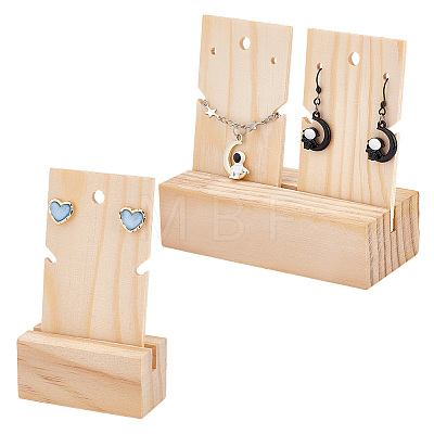   2 Sets 2 Style Rectangle Wooden Earring Card Display Stands EDIS-PH0001-41-1