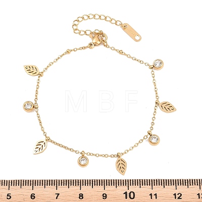 304 Stainless Steel & Rhinestone Charm Bracelets BJEW-B171-15G-1