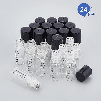 24Pcs Transparent Glass Roller Ball Bottles MRMJ-BC0003-36-1