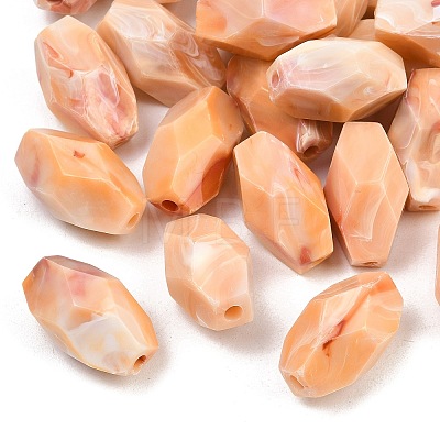Two Tone Opaque Acrylic Imitation Gemstone Beads OACR-T033-07A-1