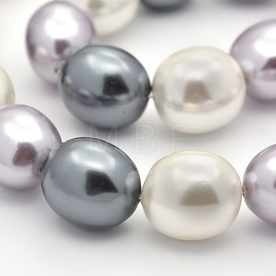 Oval Shell Pearl Bead Strands BSHE-M008-04-1