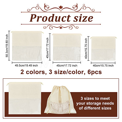 Olycraft 6Pcs 6 Styles Rectangle Non-woven Fabric Packing Pouches Drawstring Bags ABAG-OC0001-09-1