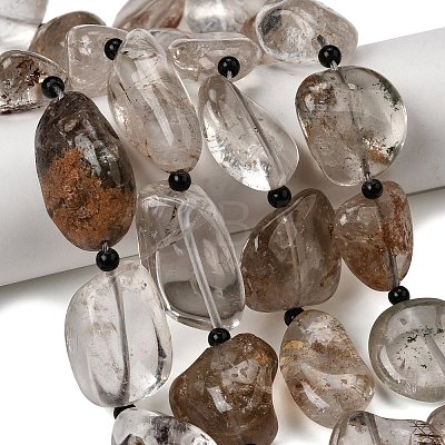 Natural Lodolite Quartz Beads Strands G-F820-M01-04-1