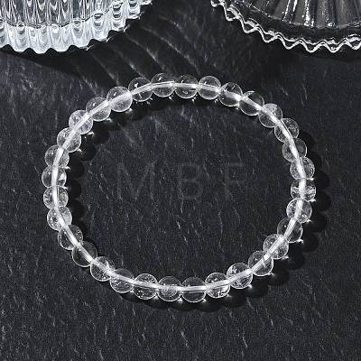 Natural Quartz Crystal Round Beaded Stretch Bracelets GG-CBA12F1-02B-12-1