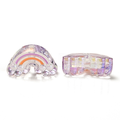 UV Plating Rainbow Iridescent Acrylic Enamel Beads OACR-G012-08D-1