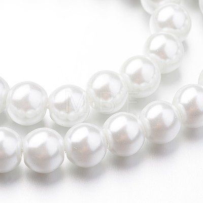 Eco-Friendly Dyed Glass Pearl Round Bead Strands X-HY-A008-8mm-RB001-1