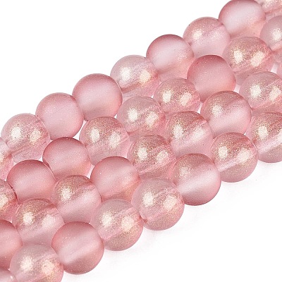 Frosted Transparent Glass Bead Strands GLAA-P065-6mm-09-1