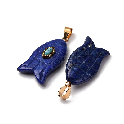 Natural Lapis Lazuli & Synthetic Turquoise Carved Pendants X-G-Z084-01G-09-1