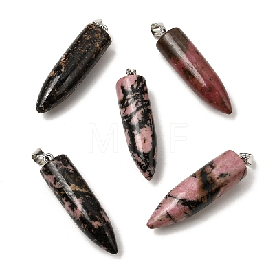 Natural Rhodonite Pointed Pendants G-F820-12H-1