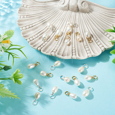 20Pcs 2 Styles Natural Cultured Freshwater Pearl Rice Charms PALLOY-TA00379-1