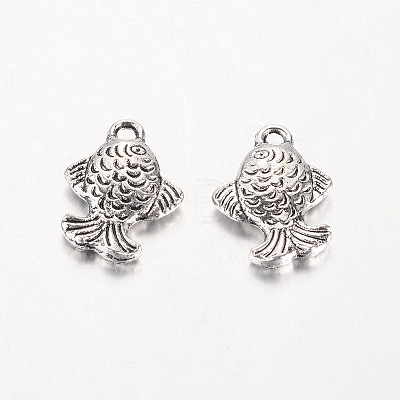 Tibetan Style Alloy Fish Charms TIBEP-K081-04-1