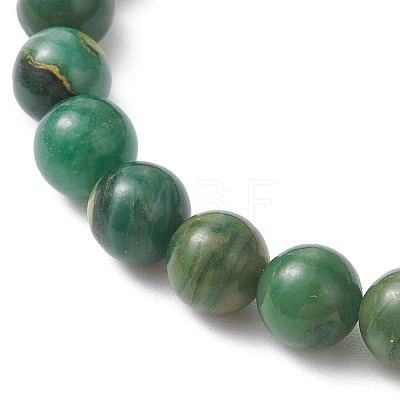 Natural West African Jade  Round & 304 Stainless Steel Beads Stretch Bracelets for Men Women BJEW-JB12920-1