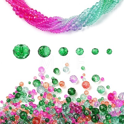 6 Styles Gradient Color Transparent Painted Glass Beads Strands DGLA-YW0001-28C-1