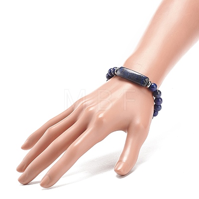 Natural Lapis Lazuli(Dyed) Beaded Stretch Bracelet BJEW-JB08879-01-1