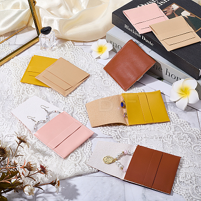 8Pcs 4 Colors Square PU Leather Jewelry Flip Pouches ABAG-CL0001-57-1