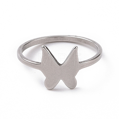 201 Stainless Steel Butterfly Finger Ring for Women RJEW-J051-29P-1