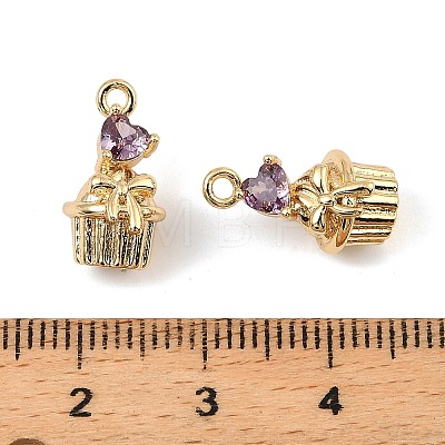 Brass Micro Pave Cubic Zirconia Pendants KK-C155-16G-03-1