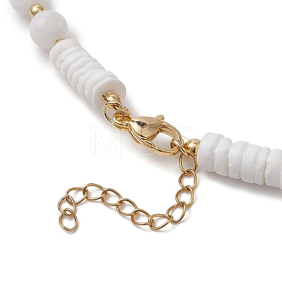 Natural White Shell Star Round Heishi Beaded Necklaces NJEW-JN05805-1