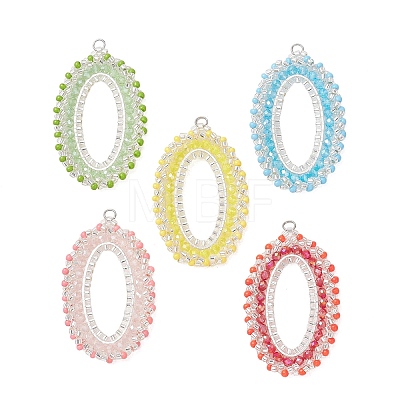 Glass Seed Beaded Pendants PALLOY-MZ01362-1