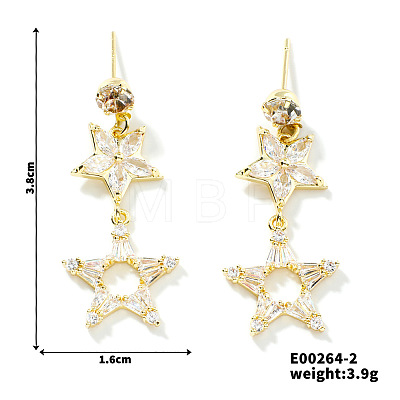 Copper Hollow Zirconia Pentagram Earrings XV4508-2-1