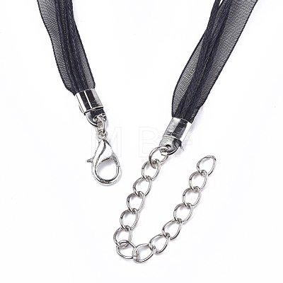 Waxed Cord and Organza Ribbon Necklace Making X-NCOR-T002-332-1