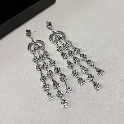 Geometric Alloy Chandelier Earrings for Women WG4494D-01-1