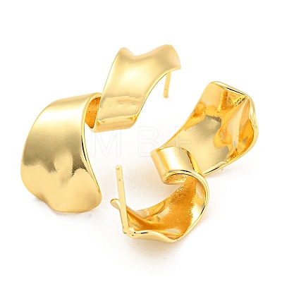 Rack Plating Brass Twist Stud Earrings EJEW-A028-29G-1