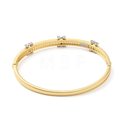 Rack Plating Brass Hinged Bangles with Cubic Zirconia BJEW-D059-01G-1