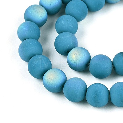 Frosted Opaque Glass Beads Strands GLAA-T032-P8mm-MBB13A-1
