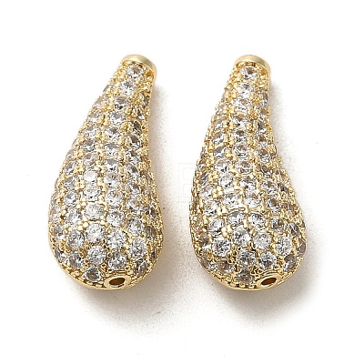 Brass Micro Pave Clear Cubic Zirconia Beads KK-G481-10G-1