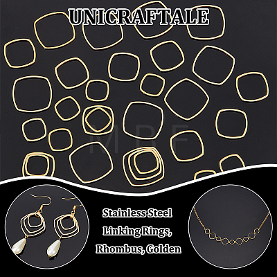 Unicraftale 30Pcs 3 Styles 201 Stainless Steel Linking Rings STAS-UN0057-16-1