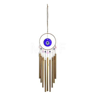 Boho Glass Evil Eye Wind Chime HJEW-G028-02-1