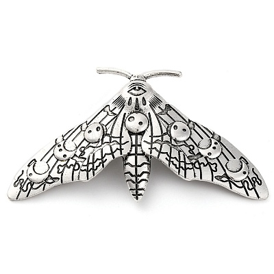 Moon Phase Moth Alloy Brooch Pin JEWB-Z031-06AS-1