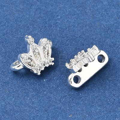 Brass Micro Pave Clear Cubic Zirconia 2-Loop Crown Spacer Bars KK-C258-16S-1