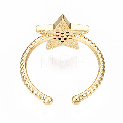 Brass Micro Pave Cubic Zirconia Cuff Rings RJEW-N035-033-NF-1