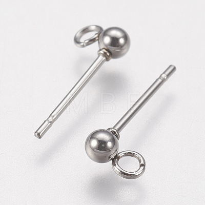 202 Stainless Steel Ball Stud Earring Findings STAS-F141-06P-3mm-1